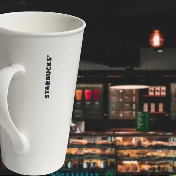 Starbucks Mug 16 oz White With Gold Starbucks Coffee Lettering - No Chips/Cracks - Picture 6 of 15